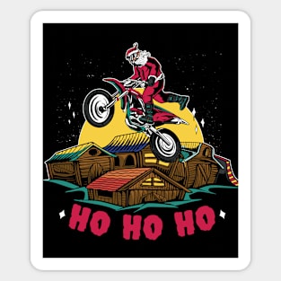 Motocross Santa Claus Making a Bike Jump Sticker